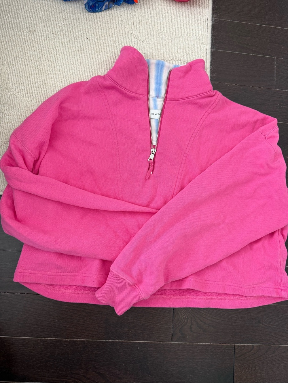 Something Navy Hot Pink Half-Zip Pullover